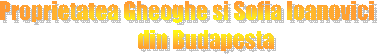 Proprietatea Gheoghe si Sofia Ioanovici
         din Budapesta